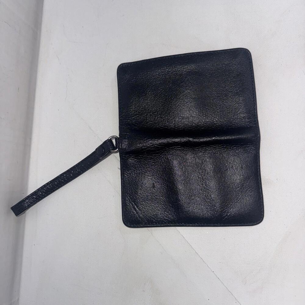 Vintage HOBO INTERNATIONAL Black Patent Leather Folding Wristlet Clutch Wallet - Picture 2 of 15